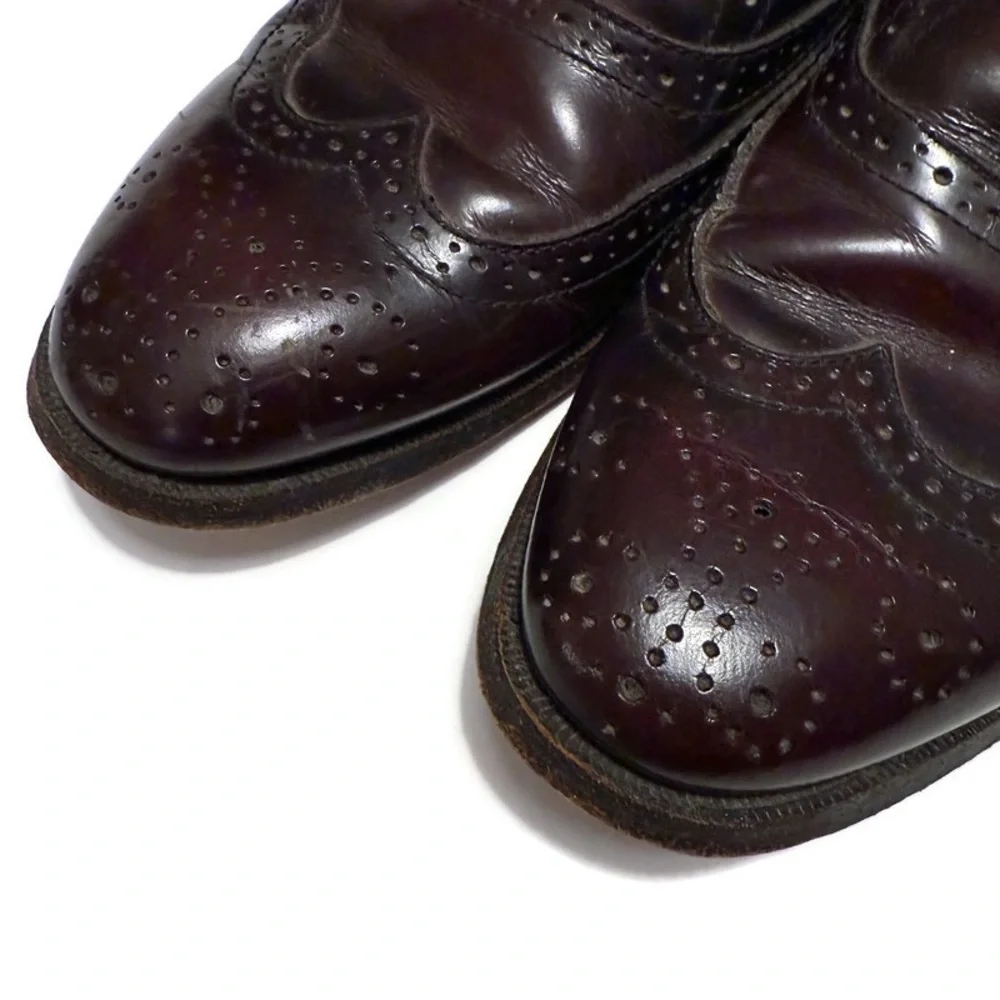 Jarman Leather Burgundy Brogue Wingtip Oxfords, Vintage Dress Shoes Men 8